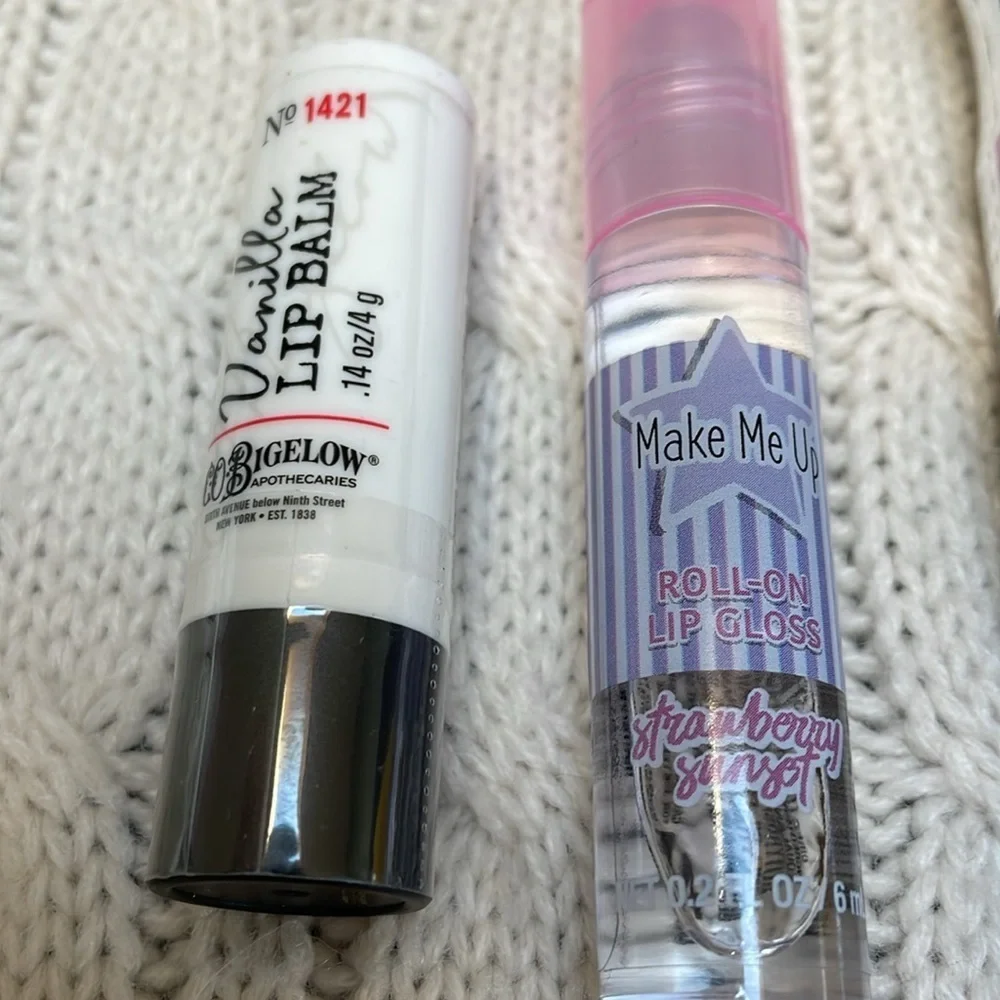New Unused Lip gloss/balms lot of 4. Vanilla strawberry burst cocoa kiss lemon